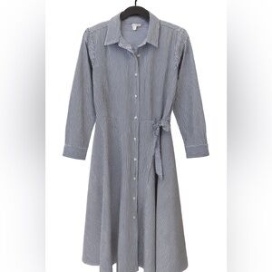 Bar III XXL Striped Shirt Dress Blue White Collared Long Sleeve Work Casual